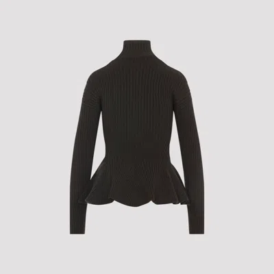 Max Mara Ribbed Wool Cashmere Turtleneck Sweater In Animal Print