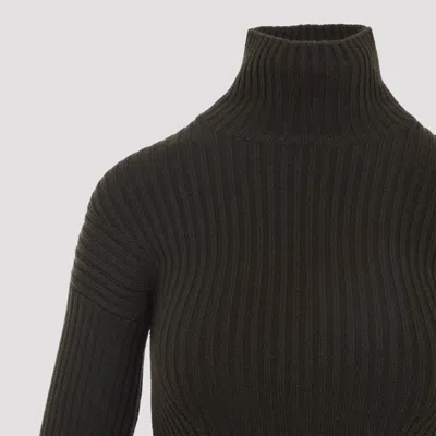 Max Mara Ribbed Wool Cashmere Turtleneck Sweater In Animal Print