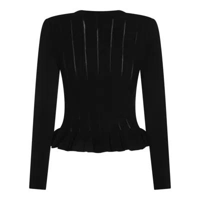 Elisabetta Franchi Fitted Cardigan With Gold Button Cuffs In Black