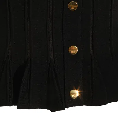 Elisabetta Franchi Fitted Cardigan With Gold Button Cuffs In Black