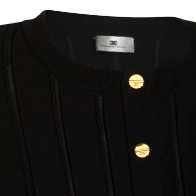 Elisabetta Franchi Fitted Cardigan With Gold Button Cuffs In Black