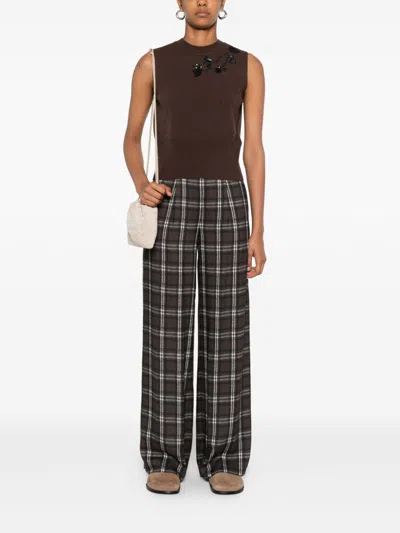 Ermanno Firenze Sequin-embellished Wool Vest In Brown