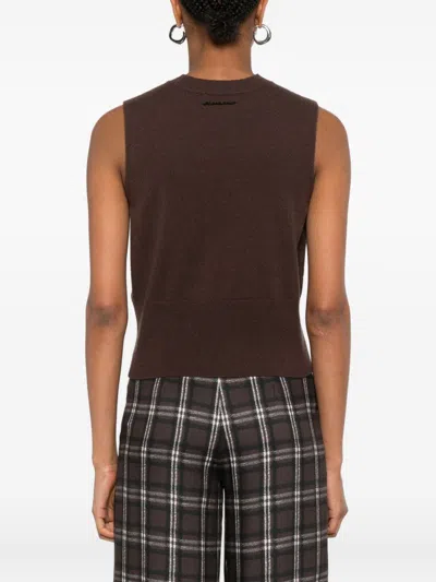 Ermanno Firenze Sequin-embellished Wool Vest In Brown