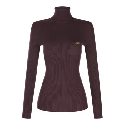 Elisabetta Franchi Dark Red Knitwear In Brown