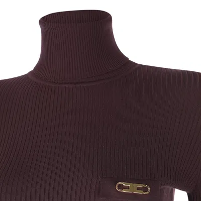 Elisabetta Franchi Dark Red Knitwear In Brown