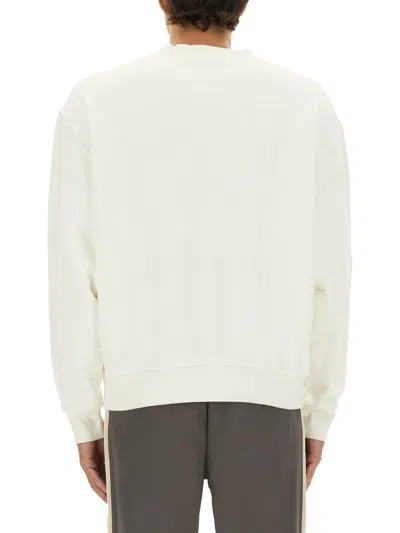 Palm Angels White Cotton Sweatshirt In White