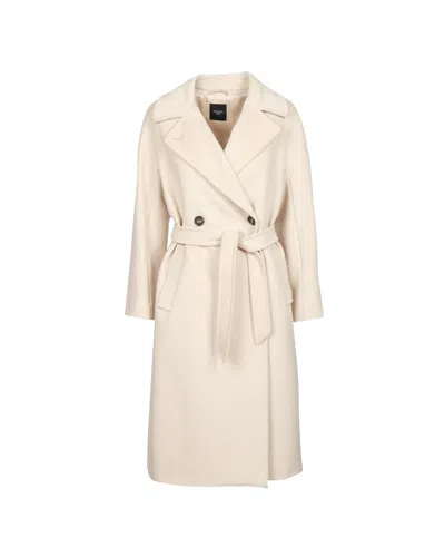 Weekend Max Mara Omens Ivory Resina Notch-lapels Wool Coat In Neutral