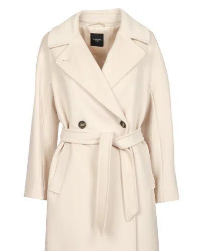 Weekend Max Mara Omens Ivory Resina Notch-lapels Wool Coat In Neutral