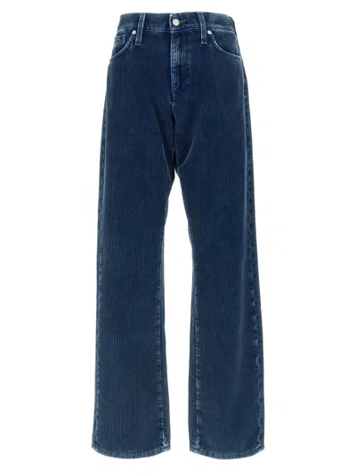7 For All Mankind Corduroy Cotton Trousers In Blue