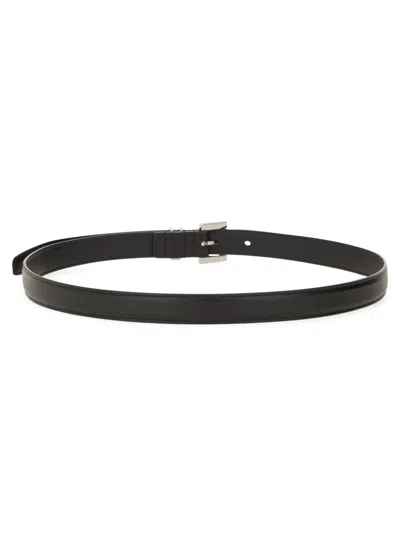 Saint Laurent Thin "cassandras" Belt In Black