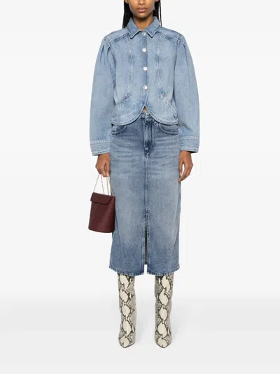 Isabel Marant High Waist Knee-length Skirt Front Slit In Blue