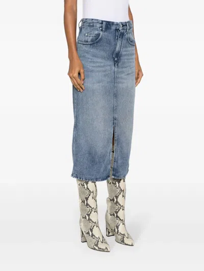 Isabel Marant High Waist Knee-length Skirt Front Slit In Blue