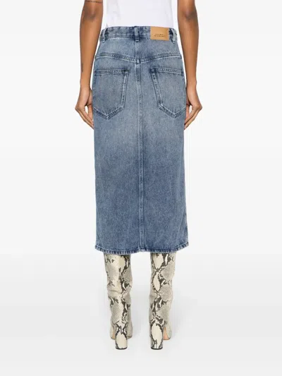 Isabel Marant High Waist Knee-length Skirt Front Slit In Blue