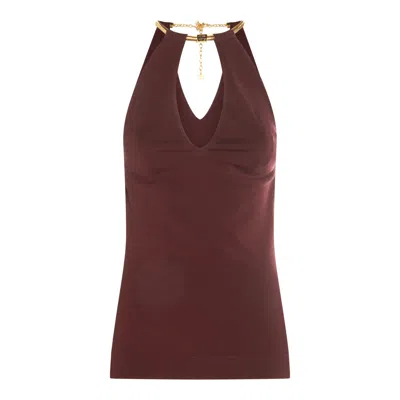 Elisabetta Franchi Top Merlot In Brown