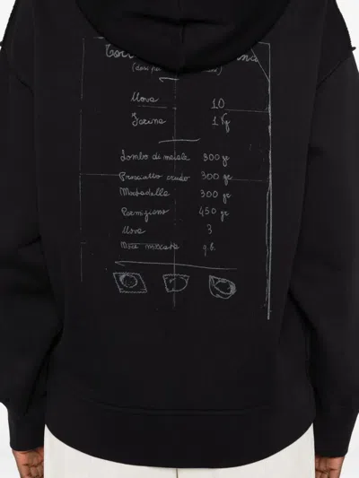 Federico Cina Tortellino Recipe Cotton Hoodie Clothing In Black