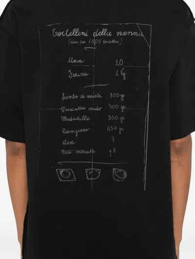 Federico Cina Tortellino Recipe Cotton T-shirt Clothing In Black