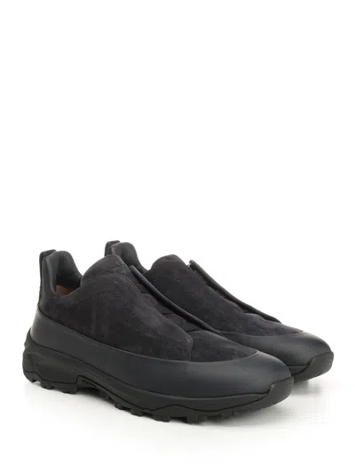 Ermenegildo Zegna Triple Stitch Monte Low Top Sneaker Sneakers Black In Black