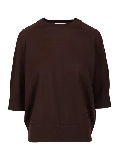 Dries Van Noten Short-sleeve Merino-wool Sweater In Brown