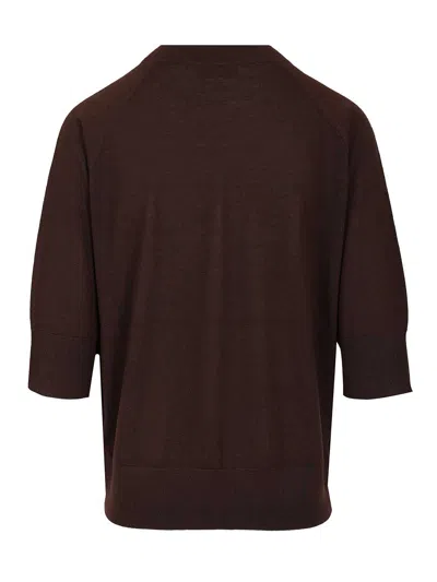 Dries Van Noten Short-sleeve Merino-wool Sweater In Brown