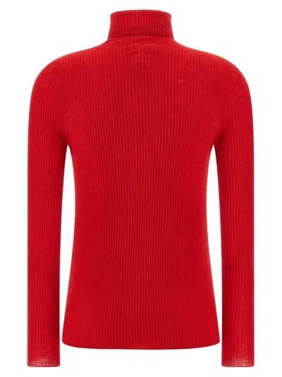 Fabiana Filippi Ribbed Virgin Wool And Silk Turtleneck Sweater In Red