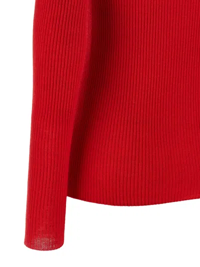 Fabiana Filippi Ribbed Virgin Wool And Silk Turtleneck Sweater In Red