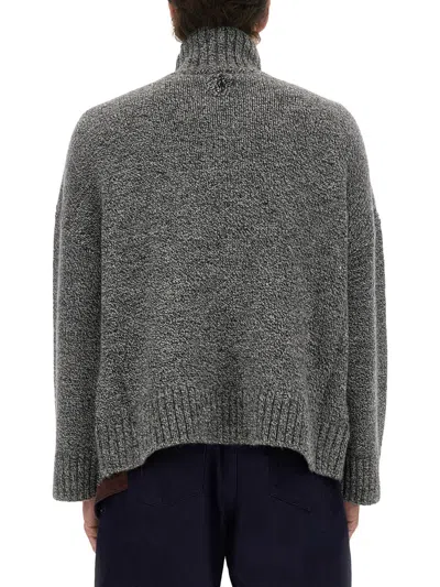 Jw Anderson Melange Grey Wool Blend Sweater In Gray