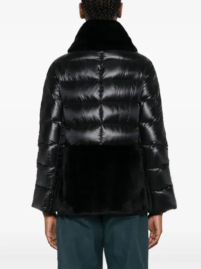Herno Ultralight Nylon And Lady Alternative Fur Cape Clothing In Black