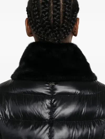 Herno Ultralight Nylon And Lady Alternative Fur Cape Clothing In Black