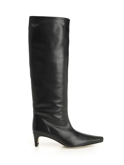 Staud Wally Boot Leather Boots Black In Black