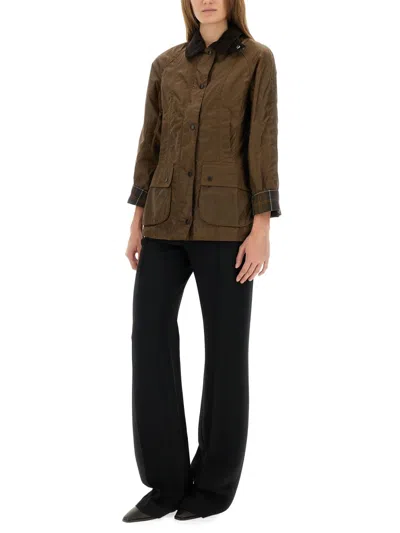 Barbour Corduroy Collar Coat Flap Pockets In Brown