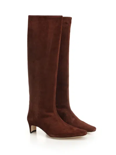 Staud Wally Boot Suede Boots Brown In Brown