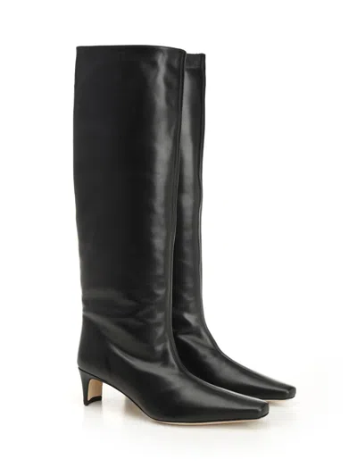 Staud Wally Boot Leather Boots Black In Black