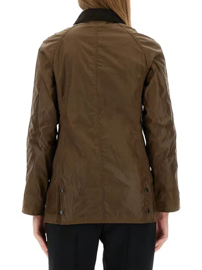 Barbour Corduroy Collar Coat Flap Pockets In Brown