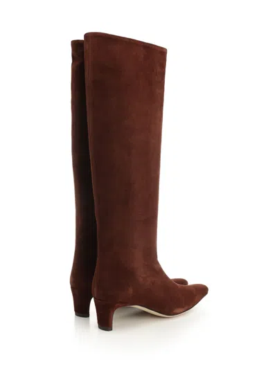 Staud Wally Boot Suede Boots Brown In Brown