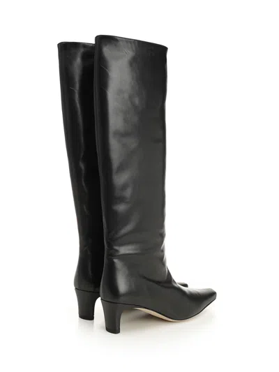 Staud Wally Boot Leather Boots Black In Black