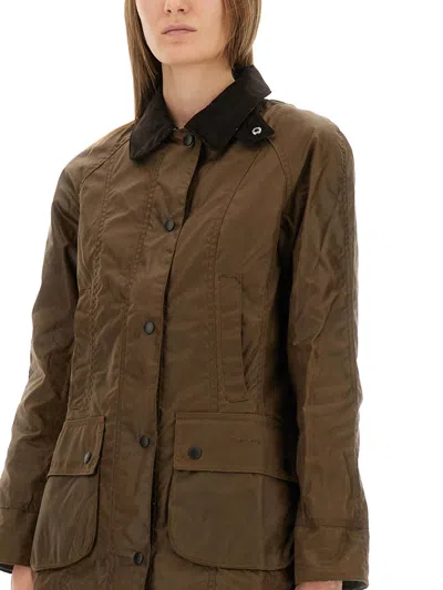 Barbour Corduroy Collar Coat Flap Pockets In Brown
