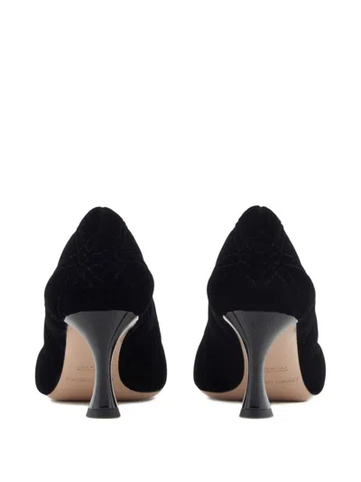 Emporio Armani Stylish Pumps With Curved Heel And Pattern In Black