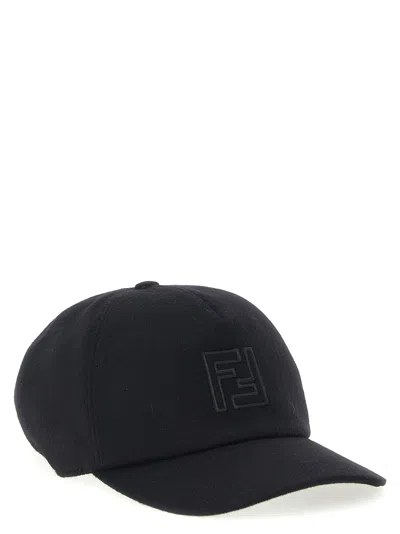 Fendi Cashmere And Wool Cap Featuring Embroidery In Gray
