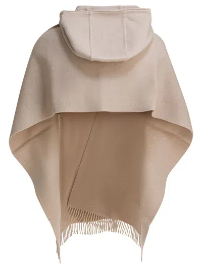 Brunello Cucinelli Wool And Cashmere Hooded Scarf Scarves Beige In Neutral