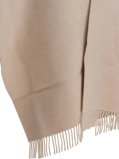 Brunello Cucinelli Wool And Cashmere Hooded Scarf Scarves Beige In Neutral