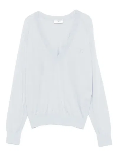 Elisabetta Franchi Wool Blend Tricot V-neck Sweater Clothing In Blue