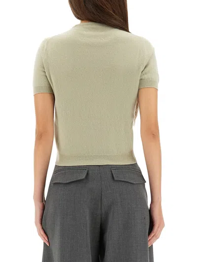 Maison Margiela Short Sleeve Knitwear Crew Neck In Green