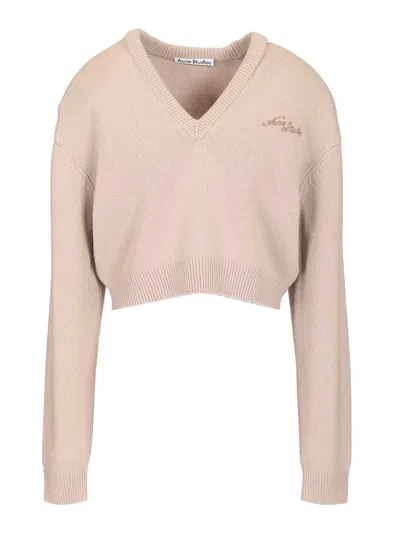 Acne Studios Wool Sweater Knitwear Grey In Pink