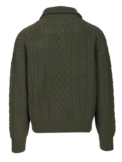 Loewe Zip-up Sweater Knitwear Green In Green