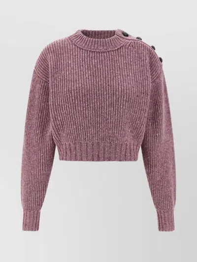 Chloé Cropped Mock-neck Sweater In A Merino Wool Knit In Multi