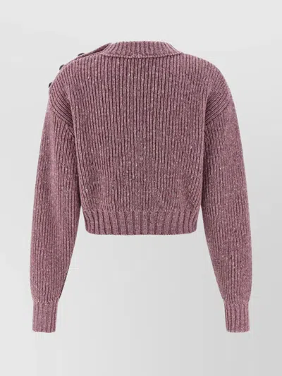 Chloé Cropped Mock-neck Sweater In A Merino Wool Knit In Multi