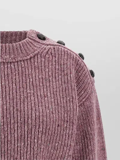 Chloé Cropped Mock-neck Sweater In A Merino Wool Knit In Multi