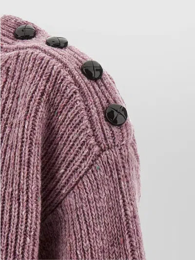 Chloé Cropped Mock-neck Sweater In A Merino Wool Knit In Multi