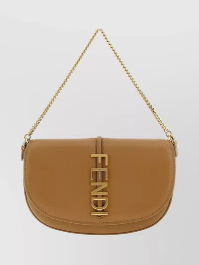 Fendi Women Wallet On Chain Graphy Leather Shoulder Bag In Brown