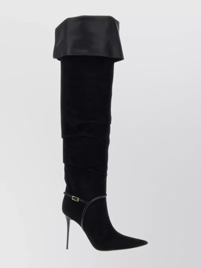 Giuseppe Zanotti Secret High Boot 105 High Heels Boots In Black Suede And Leather In Black